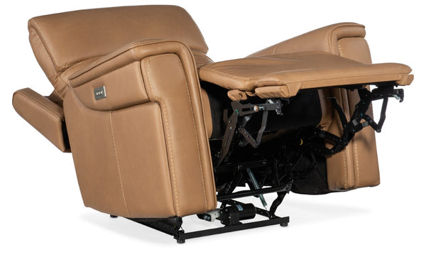Hooker Furniture Lyra Zero Gravity Recliner In Sahara Sandalwood Leather With Power Headrest, Lumbar & Usb Port Light Brown SS608-PHZL1-082