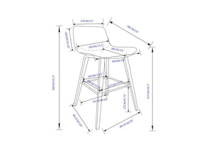 English Elm Addy 26" Counter Stool Set of 2 - Distressed Dark Brown Vegan Leather, Padded Mid-Century Comfort B136P158302