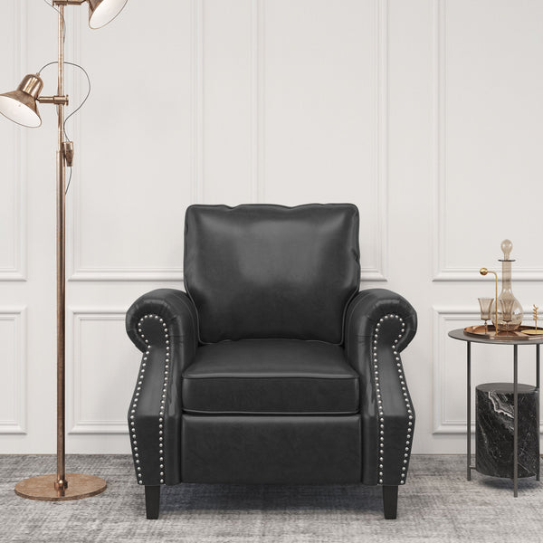 English Elm Club Chair Faux Leather Deep Seat Lounge with Dark Birch Legs for Living Room 71403.00PUMDNT