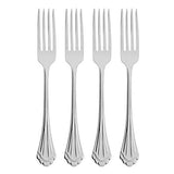 Lenox Oneida Marquette Fine Flatware Dinner Forks, Set of 4 Metallic, STAINLESS METAL 2272004A