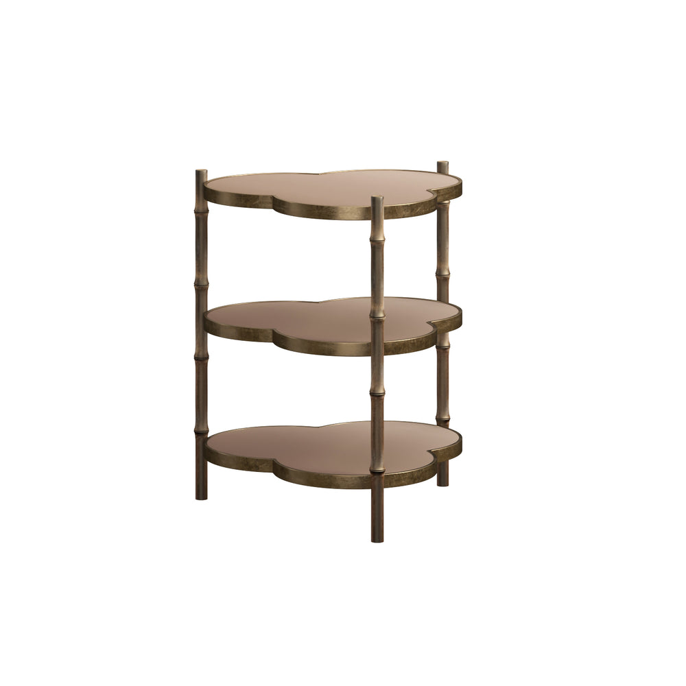 A.R.T. Furniture Eave Accent Table - Elegant Trefoil Design With Burnished Gold And Bronze Frosted Glass Levels Bronze Material(S), Poplar And Parawood Solids,Walnut Veneer 336368-1245
