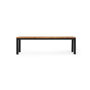 English Elm Lindsey Outdoor Acacia Wood Slat Bench with Metal Base for Patio and Garden Spaces 71986.00MP1