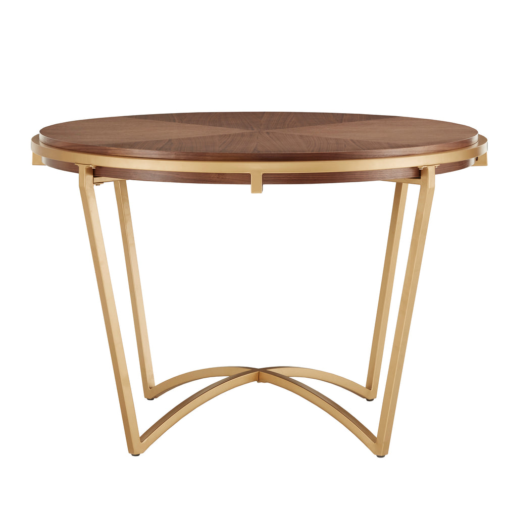 Homelegance By Top-Line Piper Natural Finish Dining Table With Gold Metal Base Gold MDF