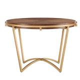 Homelegance By Top-Line Piper Natural Finish Dining Table With Gold Metal Base Gold MDF