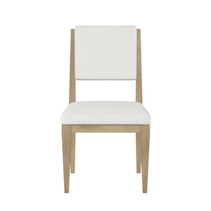 A.R.T. Furniture Garrison Side Chair: Luxurious Cream Chenille, Herringbone Design, Washed Oak Finish For Elegant Dining White, Brown Parawood Solids With Ash Embossing,White Oak Veneers,Foam,Fabric 322204-1302