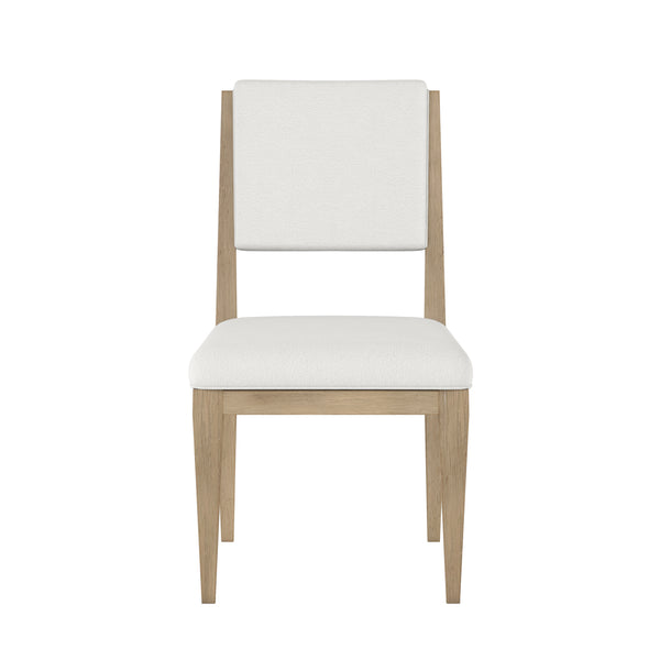 A.R.T. Furniture Garrison Side Chair: Luxurious Cream Chenille, Herringbone Design, Washed Oak Finish For Elegant Dining White, Brown Parawood Solids With Ash Embossing,White Oak Veneers,Foam,Fabric 322204-1302
