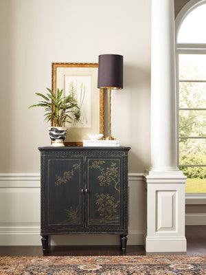 Hooker Furniture Charleston Weathered Two-Door Accent Chest In Charleston Green With Fretwork, Soft-Close Doors, Shelf 6750-50001-34