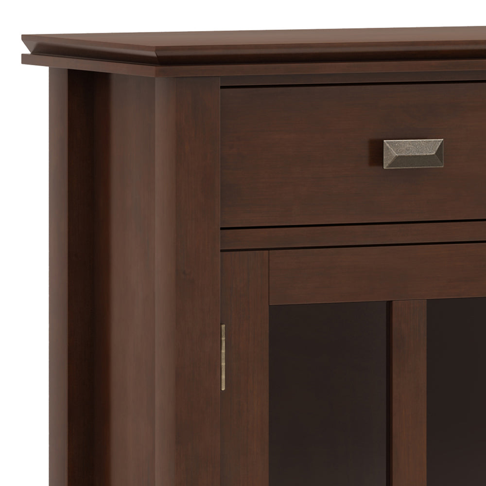 English Elm Artisan Entryway Storage Cabinet - Handcrafted Russet Brown With Adjustable Shelves & Antique Bronze Details B136P158419