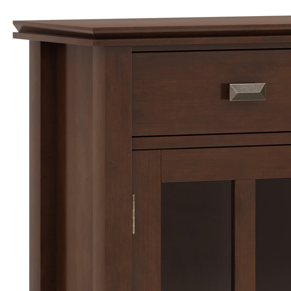 English Elm Artisan Entryway Storage Cabinet - Handcrafted Russet Brown With Adjustable Shelves & Antique Bronze Details B136P158419