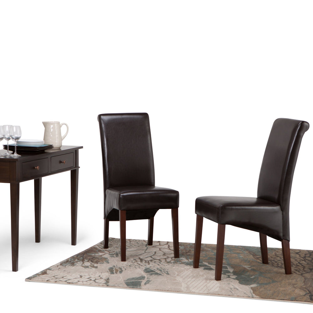 English Elm Avalon Deluxe Parson Dining Chairs Set Of 2 - Stylish Tanners Brown Vegan Leather For Comfort & Elegance B136P159800