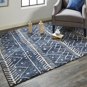 Feizy Rugs Colton Modern Geometric Rug - Soft, Durable, And Stain-resistant Design For Stylish Home Decor Blue,Ivory Polyester 8748318fdnm000e10