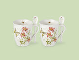 Lenox Butterfly Meadow Mugs with Spoons, Set of 2 Multi, WHITE PORCELAIN 833960