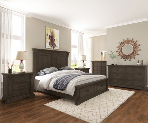 A.R.T. Furniture Heritage Hill Queen Storage Bed With Usb Ports, Elegant Acacia & Oak Design, Dual Footboard Drawers Brown One (1) Usb Port On Each Headboard Post 341135-2816