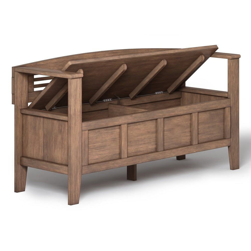 English Elm Adams Entryway Storage Bench - Rustic Natural Aged Brown, Handcrafted, Seating For Two & Hidden Storage B136P158301