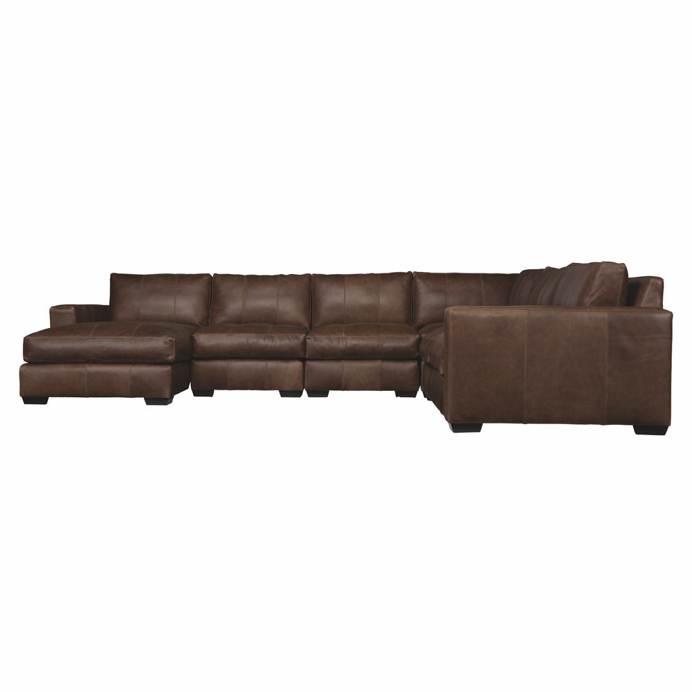 Bernhardt Bernhardt Top-Grain Leather Sectional Left Arm Chaise With Wide Track Arms Plush Cushions 107.5" K1784