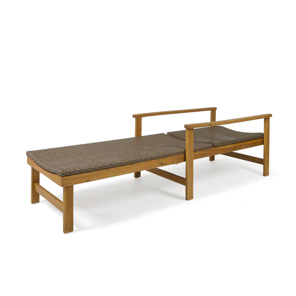 English Elm Christopher Knight Home® - Hampton Outdoor Wood & Wicker Chaise Lounge - Adjustable Comfort For Patios, Poolsides & Gardens 63763.00MCA