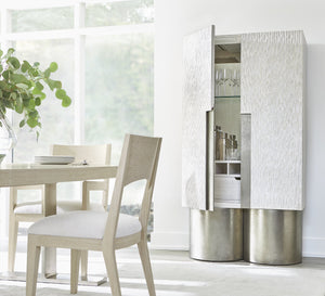 Bernhardt Bernhardt Solaria Bar Cabinet With Weathered Bone Ash & Oak, Nickel Accents, Wine Storage, Led Light 310840