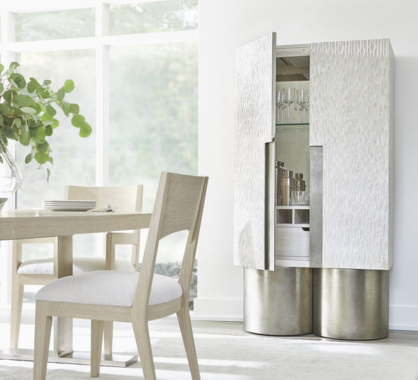 Bernhardt Bernhardt Solaria Bar Cabinet With Weathered Bone Ash & Oak, Nickel Accents, Wine Storage, Led Light 310840