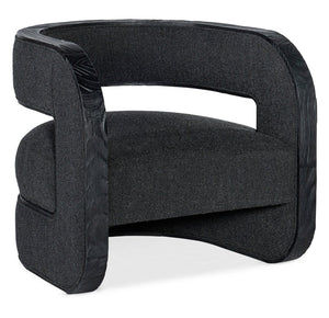 Hooker Furniture Burke Charred Black Accent Chair With Wolf Ebony Upholstery, Sculptural Pine Veneer Frame, Distressed Finish CC291-499