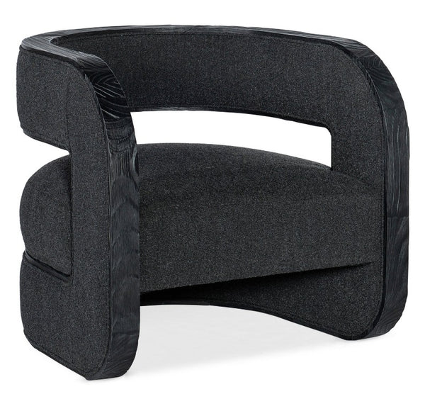 Hooker Furniture Burke Charred Black Accent Chair With Wolf Ebony Upholstery, Sculptural Pine Veneer Frame, Distressed Finish CC291-499