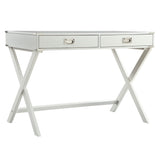 Homelegance By Top-Line Beatrix X-Base Wood Accent Campaign Writing Desk White MDF