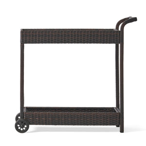 English Elm Savona Woven Resin Wicker Bar Cart with Rolling Casters for Patio or Living Room 56215.00MBRN
