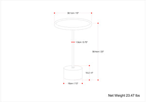 English Elm Becker Round Side Table with Acacia Wood Top, Antique Brass Stem & White Marble Base, 15" x 23" B136P159926