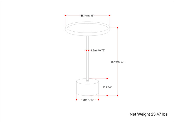 English Elm Becker Round Side Table with Acacia Wood Top, Antique Brass Stem & White Marble Base, 15" x 23" B136P159926