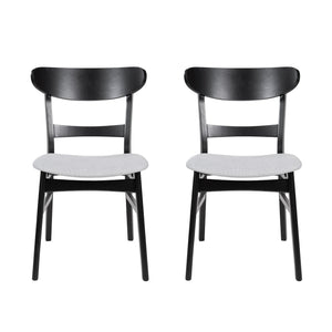 English Elm [video] Rubberwood Dining Chairs Set of 2 Upholstered Mid-century Seats for Modern Homes Light Beige 58915.00LBEBLK