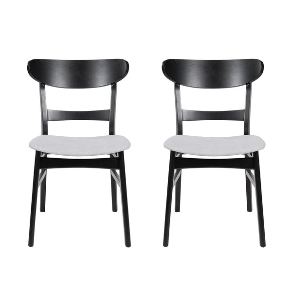 English Elm [video] Rubberwood Dining Chairs Set of 2 Upholstered Mid-century Seats for Modern Homes Light Beige 58915.00LBEBLK