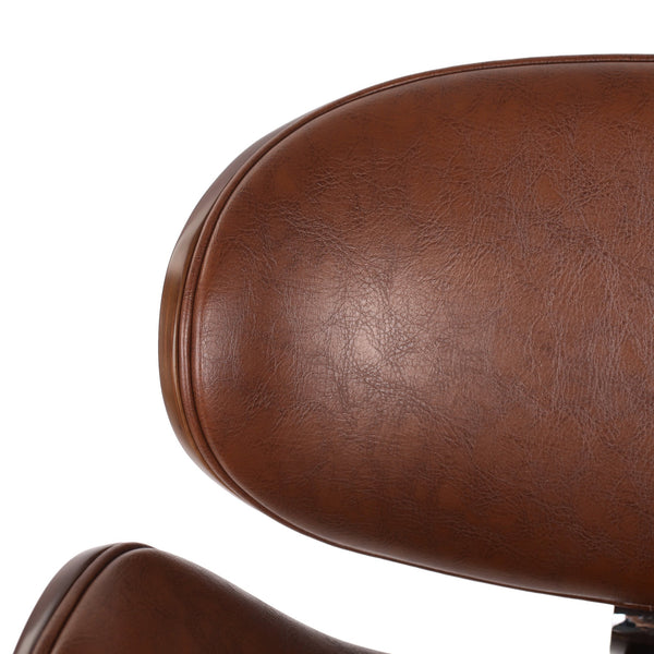 English Elm Christopher Knight Home® - 30" Mid-Century Modern Upholstered Swivel Barstool with Beech Frame, Concave Seat, Easy-Clean Leather Finish Brown 67493.00PUCOGN