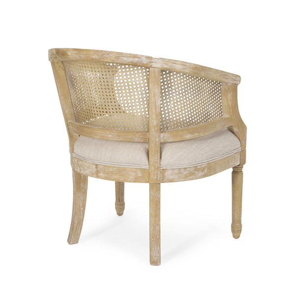 English Elm Christopher Knight Home® - ACCENT Chair French Country Club Accent Chair with Cane Webbing, Weathered Wood, Plush Foam Seat 71062.00BGE