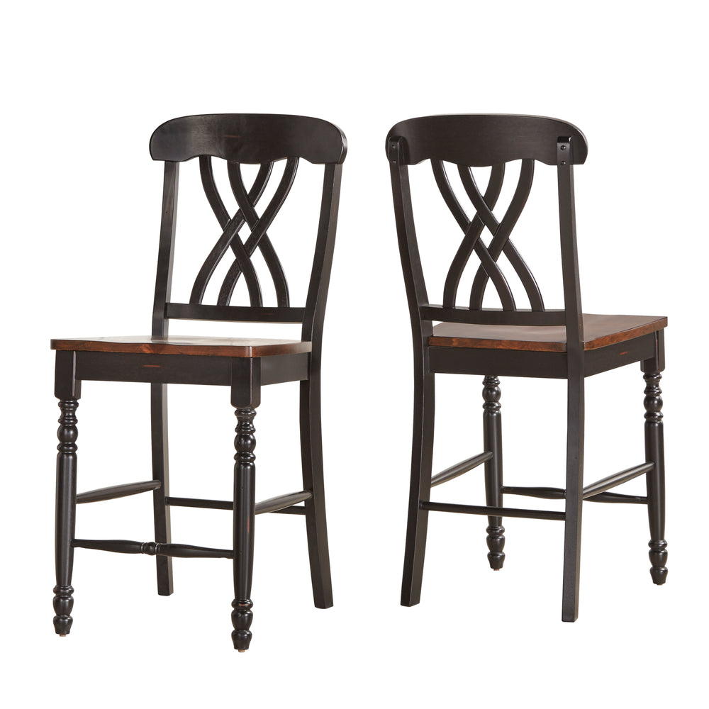 Homelegance By Top-Line Antonio Antique Two-Tone Counter Height Chairs (Set of 2) Black Rubberwood