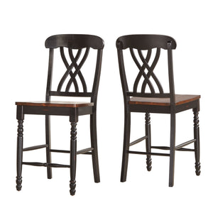 Homelegance By Top-Line Antonio Antique Two-Tone Counter Height Chairs (Set of 2) Black Rubberwood