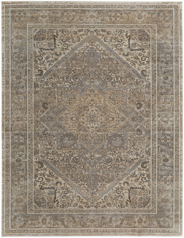Feizy Rugs Celene Vintage-inspired Floral Medallion Rug – Luxurious Machine-made Design For Timeless Elegance Tan,Brown,Ivory Viscose,Polyester Cel39kxfbgegryp00
