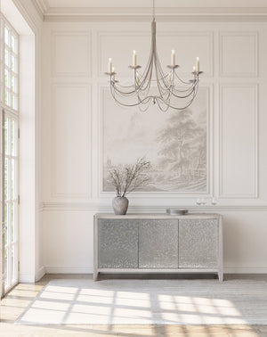 Bernhardt Bernhardt Cornelia Buffet With Acanthus Metal Frieze, Nebbia Ash & Glazed Stainless Steel Accents 331132