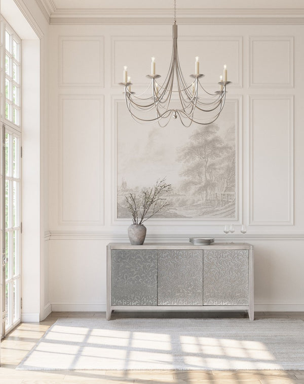 Bernhardt Bernhardt Cornelia Buffet With Acanthus Metal Frieze, Nebbia Ash & Glazed Stainless Steel Accents 331132