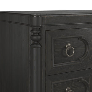 Atrium 3 Drawer Chest - Elegant Blackened Sable Finish with Curved Moldings & Oil Rubbed Bronze Pulls
