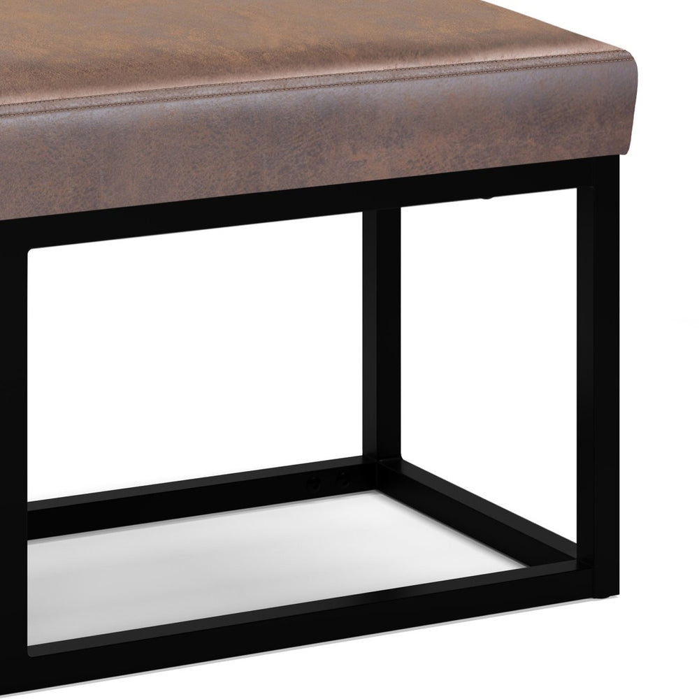 English Elm Reynolds Distressed Chestnut Brown Bench - Handcrafted Vegan Leather Ottoman For Modern Spaces B136P159250-GIGA