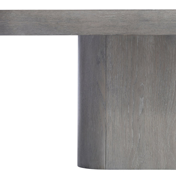 Bernhardt Bernhardt Marcato Cerused Greige Cocktail Table With Dark Graphite Metal Inlay — Modern Pedestal Style 497021