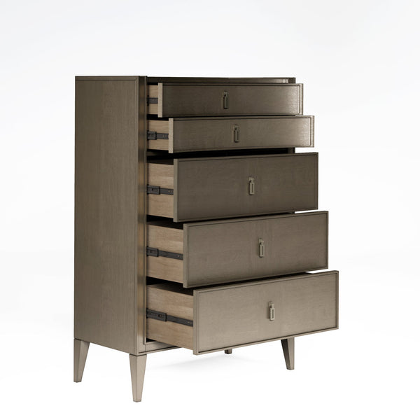 A.R.T. Furniture Cove Drawer Chest: Glamorous Mica Finish, Five Drawers, Cedar-lined Storage, Modern Design & Style Grey Rubberwood Solids,Primavera Veneers,Metal 349150-2743