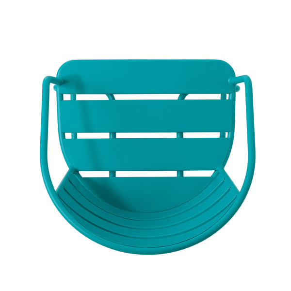 English Elm Santa Monica Outdoor Bistro Set Powder Coated Iron Oval Table Two Slat Chairs Patio 62015.00T