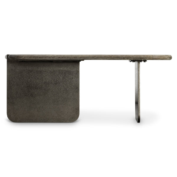 Bernhardt Bernhardt Melba Wire-Brushed Oak Side Table With Textured Graphite Cast-Aluminum Base, Sculptural Accent 564126