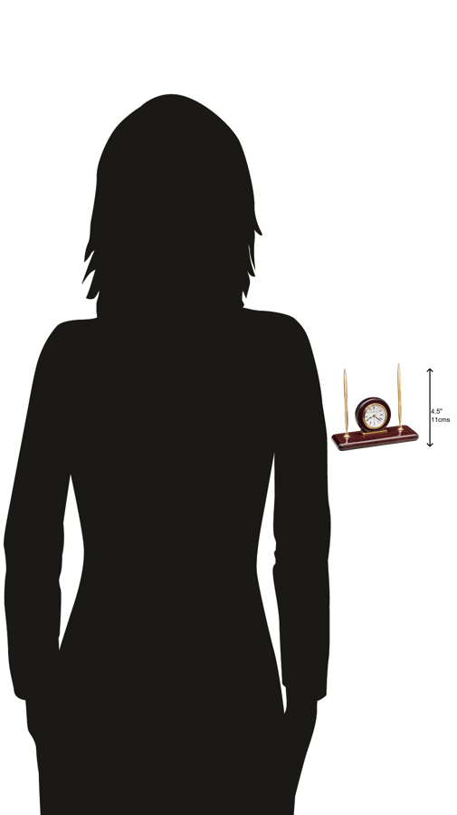 Hekman Furniture 613588 Rosewood Desk Clock Set With Brass Pens - Elegant, Durable, And Perfect For Office Décor Rosewood Rosewood Desk Set Tabletop Clock 613588