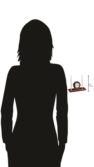 Hekman Furniture 613588 Rosewood Desk Clock Set With Brass Pens - Elegant, Durable, And Perfect For Office Décor Rosewood Rosewood Desk Set Tabletop Clock 613588