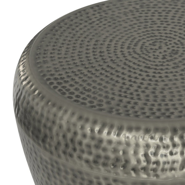 English Elm Preston - Handcrafted Antique Silver Metal Side Table With Drum Design For Chic Modern Interiors B136P159935-GIGA