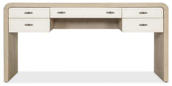 Hooker Furniture Brixton Writing Desk With Two-Tone Elm & Ivory Finish, 5 Drawers, Drop-Front Keyboard, Curved Design 6022-10458-80