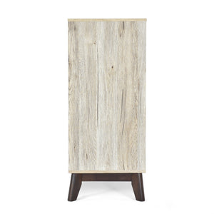 English Elm Christopher Knight Home® - CABINET mid-century modern faux wood storage console with splayed legs, drawers & cubby shelves Oak 67351.00SONOAK