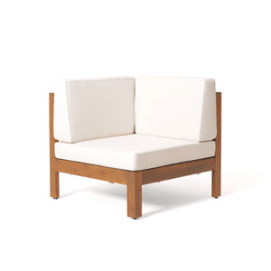 English Elm Brava Solid Acacia Cross-back Outdoor Corner Chair with Water-resistant Cushion 64489.00BGE