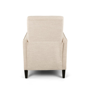 English Elm Pushback Recliner Accent Chair Solid Birch Frame Rivet Detail Mid-century Living Room Seat Beige 65532.00BGE
